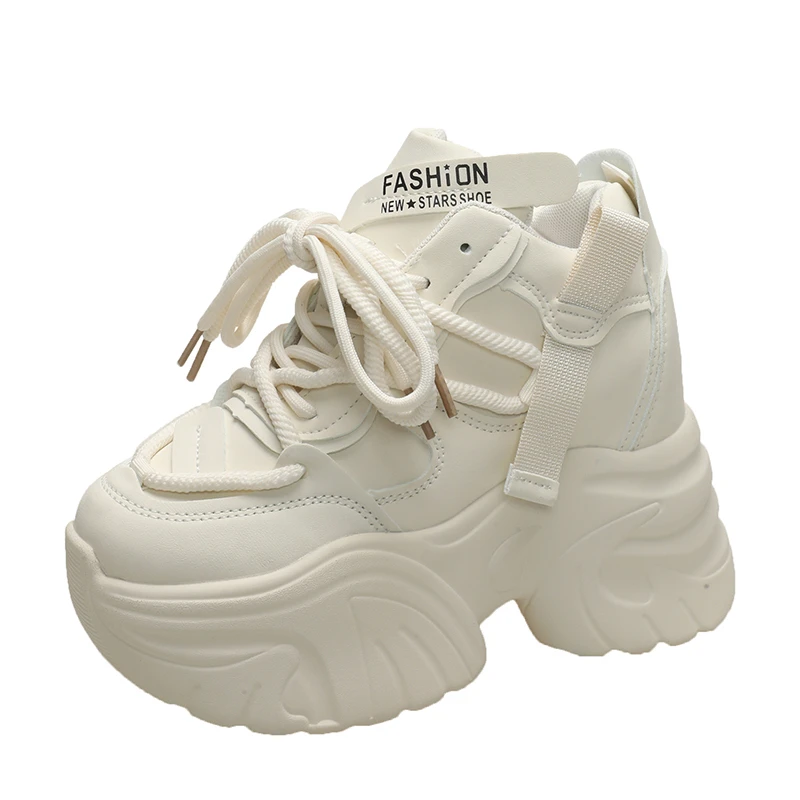 Casual Sneakers Men - 하이 플랫폼 청키 슈즈 통기성 가죽