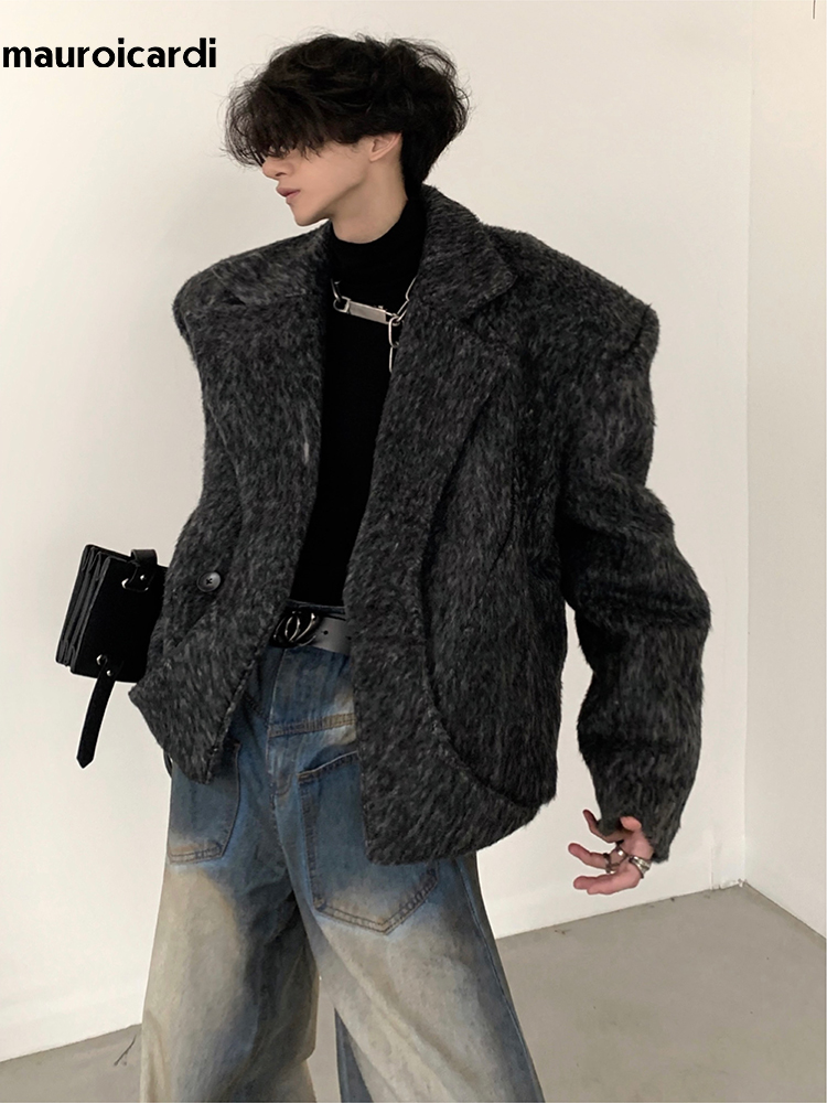 Men'S Fashion Light Jacket - Mauroicardi 가을 겨울 따뜻한 두꺼운 회색
