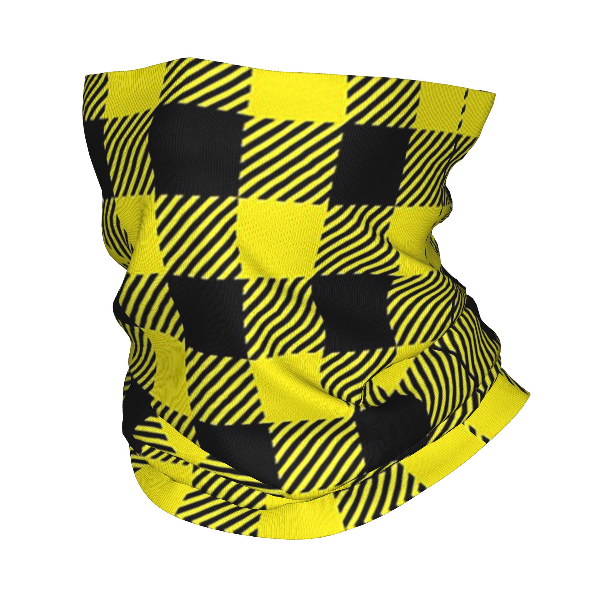 Yellow Men'S Fashion - 노란색과 검정색 버팔로 체크 패턴 반다나