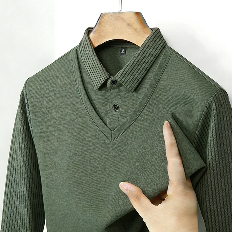 Fashion Mens Shirt - 남성용 페이크 투피스 셔츠 칼라 V넥