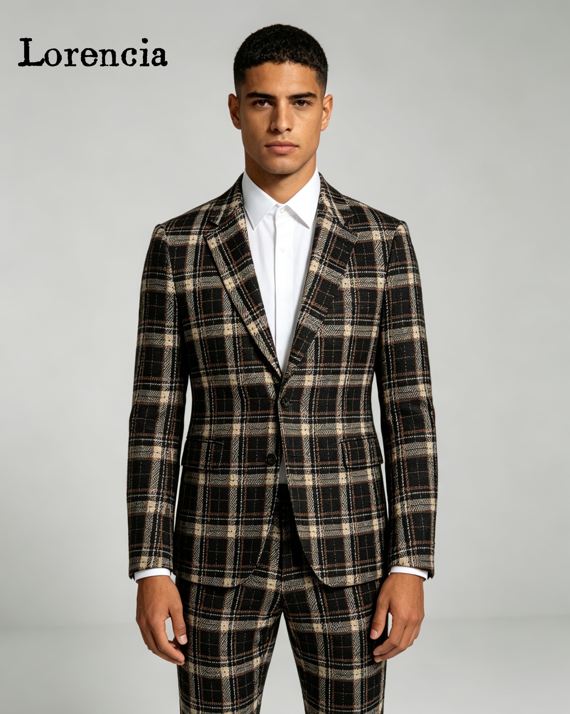 Mens Fashion Trajes - 패션 플래드 남성 정장 노치 라펠