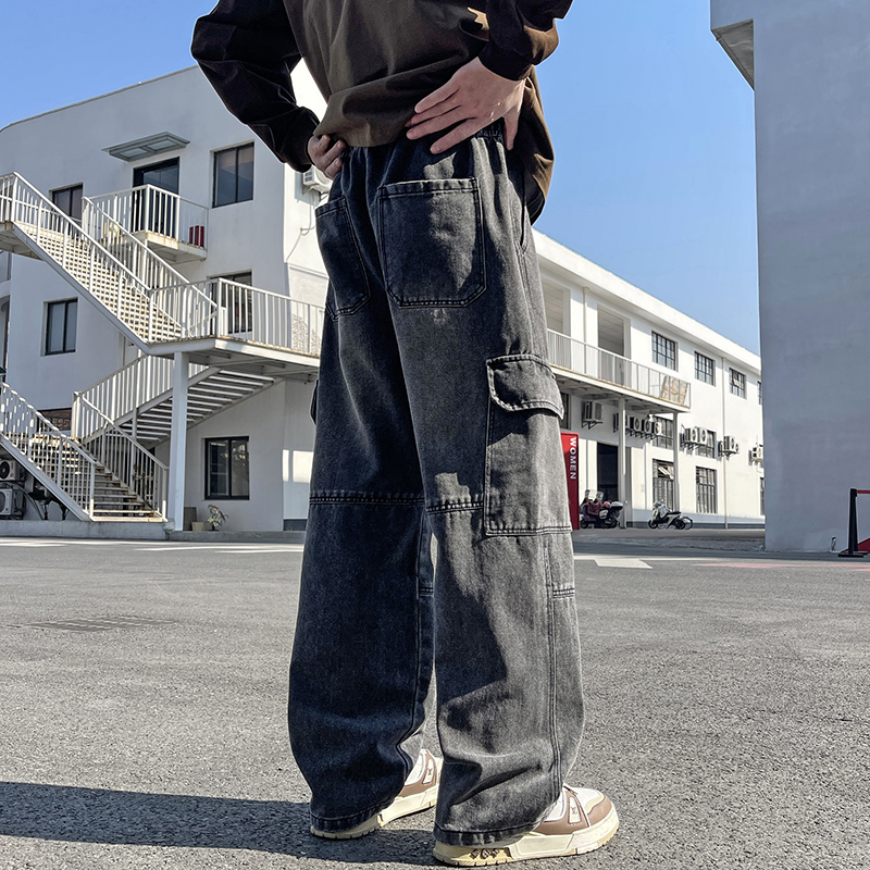 Men'S Fashion Jeans 2025 - 2025 신사용 시멘트 그레이 작업 청바지