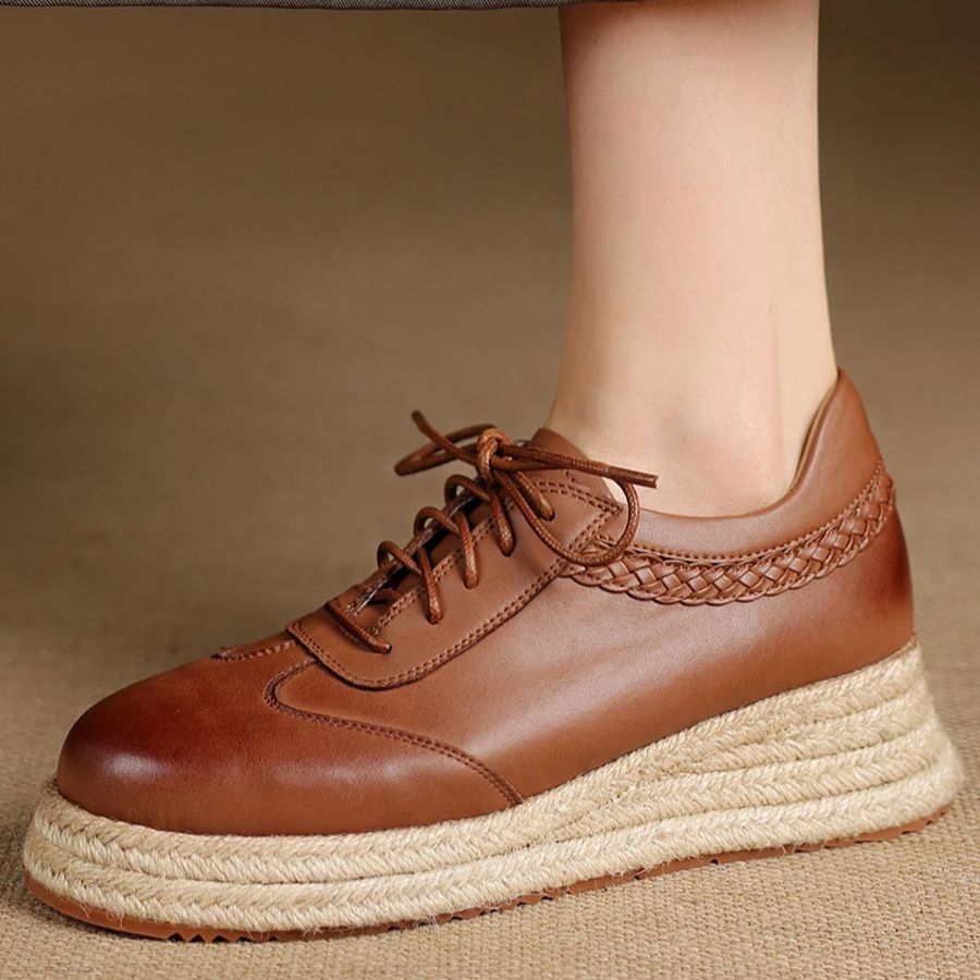 Oxford Shoes Brogue - EAGSITY 암소 가죽 브라운 옥스포드 신발