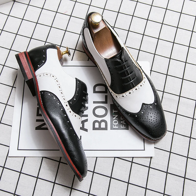 Oxford Shoes Brogue - 고급 브랜드의 낮은 굽 브로그 스타일