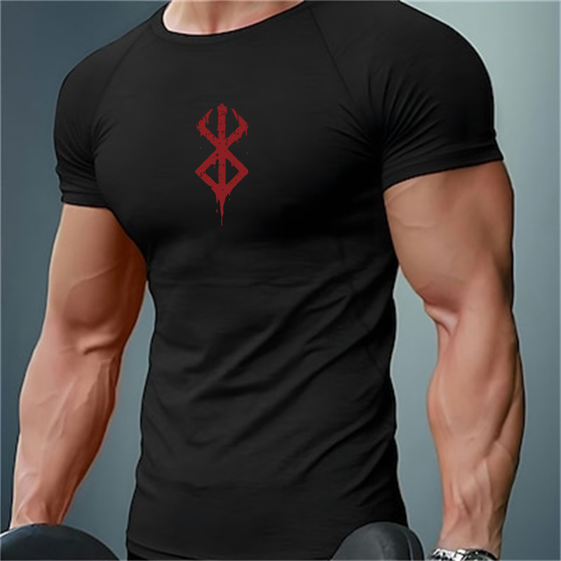 Compression Shirt Workout - 남성용 프린트 컴프레션 셔츠 여름 반팔