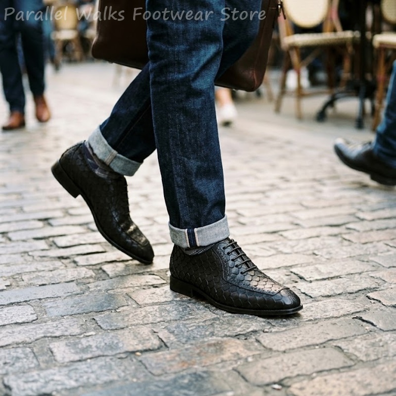 Oxford Shoes Brogue - 사르토리얼 남성 옥스퍼드 슈즈, 물고기 비늘