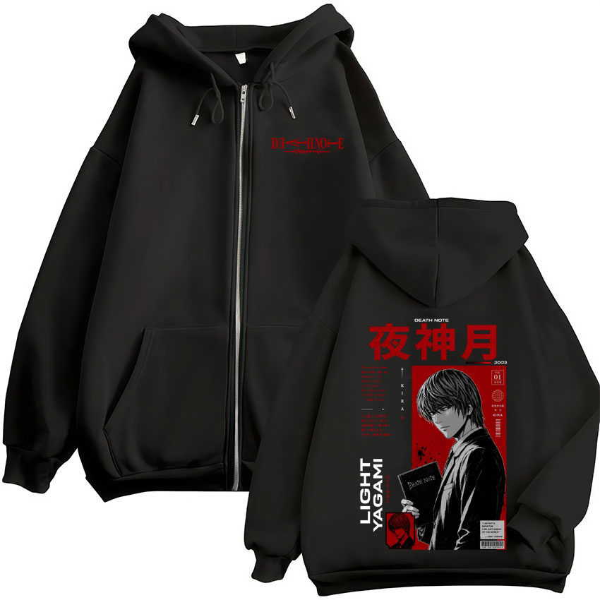 Men'S Fashion Light Jacket - 애니메이션 데스노트 야가미 라이트 지퍼 후드티