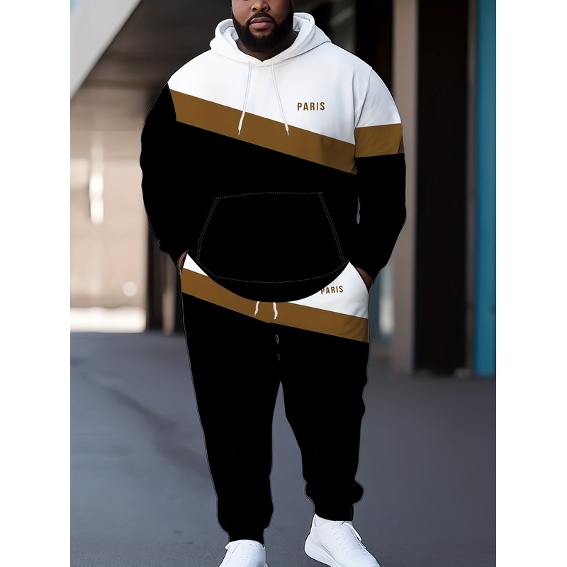 Men'S Fashion Brand - 남성용 특대형 후드 스웨트셔츠와 대비되는 레터