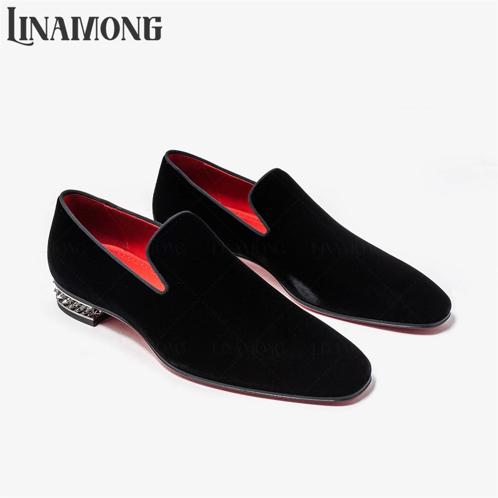 남성용 고급 스터드 장식 스퀘어 로우 블록 힐 로퍼,  - Men'S Fashion For Wedding 리뷰 및 가격
