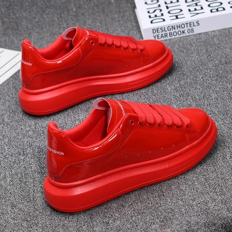 2025년 래커 화이트 캐주얼 남녀공용 에나멜 가죽 스 - Casual Sneakers Men 리뷰 및 가격