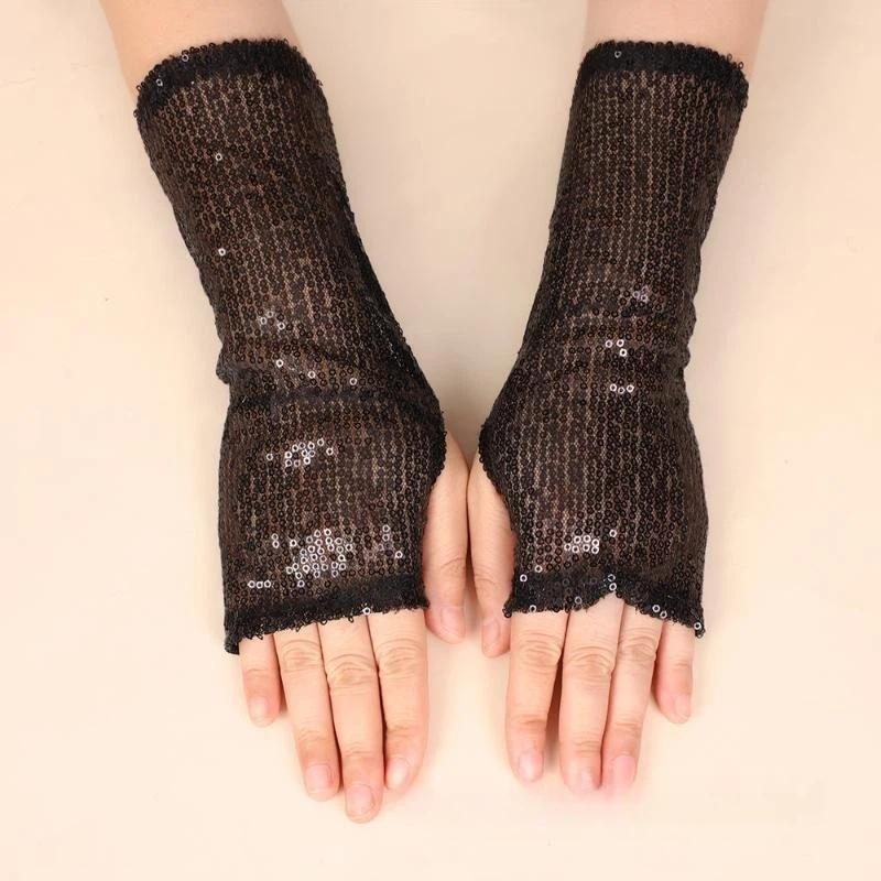 1 쌍 패션 고딕 반짝 이는 스팽글 장갑 펑크 블랙 골 - Men'S Fashion Gloves 리뷰 및 가격
