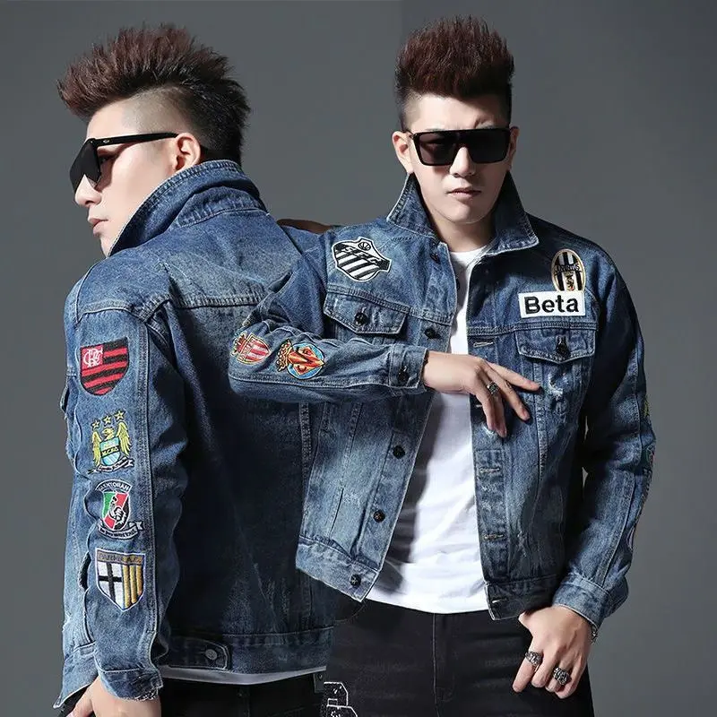 남성용 데님 재킷, 맞춤형 배지, 유럽 스테이션 슬림핏 - Men'S Fashion Light Jacket 리뷰 및 가격