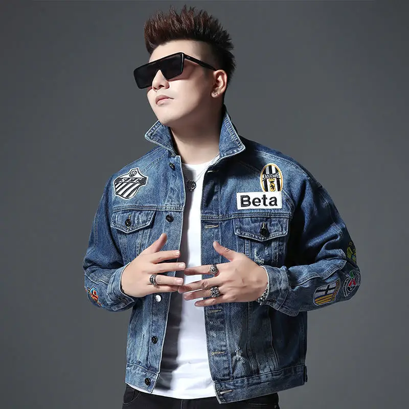 남성용 데님 재킷, 맞춤형 배지, 유럽 스테이션 슬림핏 - Men'S Fashion Light Jacket 리뷰 및 가격