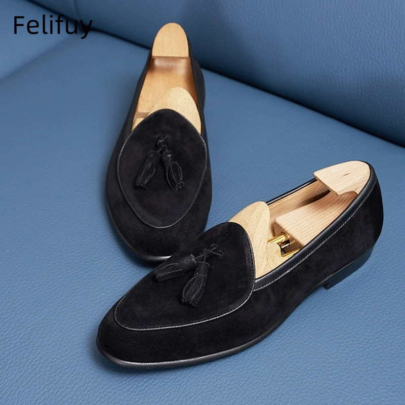 패션 브라운 블랙 태슬 남성 로퍼 수제 소가죽 스웨이드 - Men'S Fashion For Wedding 리뷰 및 가격