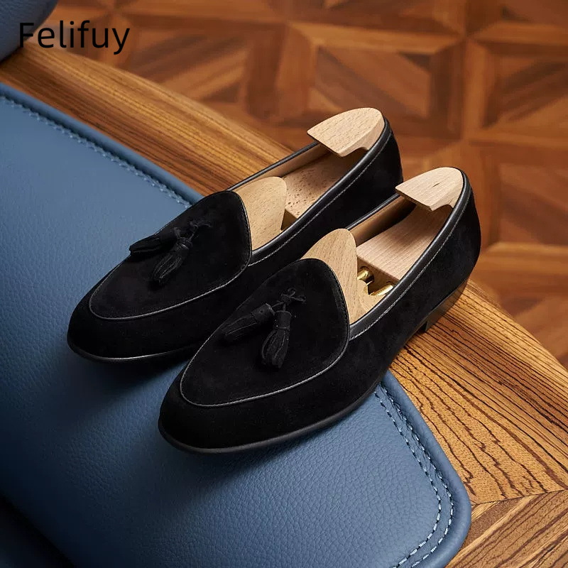 패션 브라운 블랙 태슬 남성 로퍼 수제 소가죽 스웨이드 - Men'S Fashion For Wedding 리뷰 및 가격