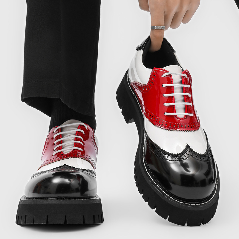 남성 패션 힙합 록 플랫폼 슈즈 레이스업 에나멜 가죽  - Oxford Shoes Brogue 리뷰 및 가격