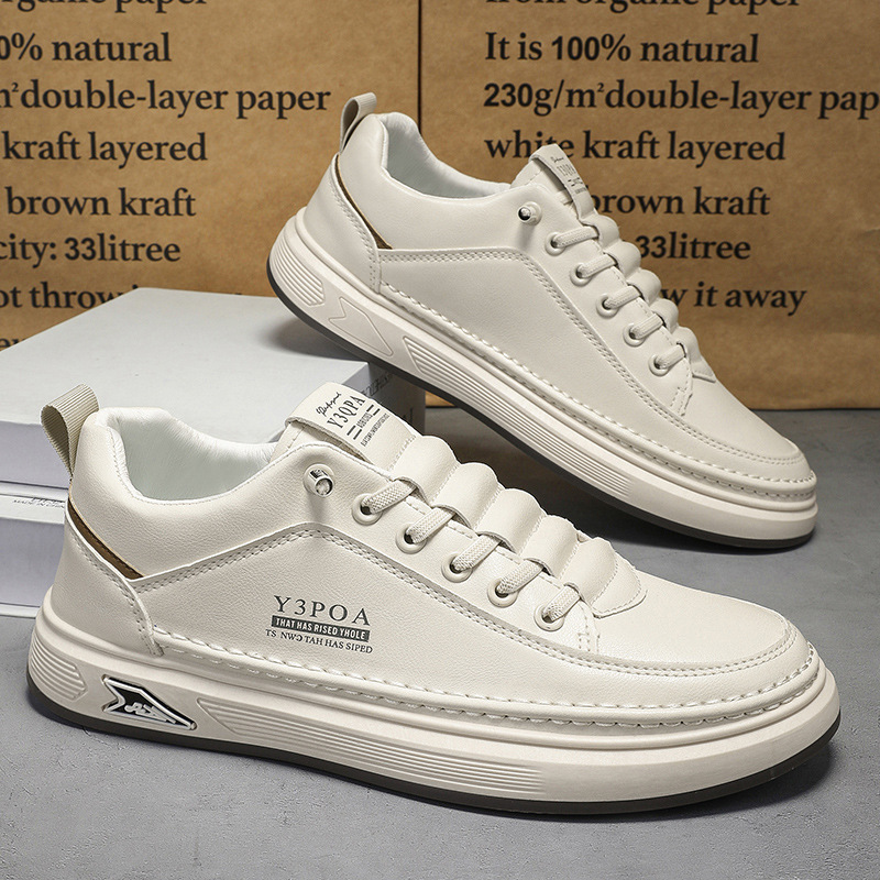 남성용 인조 가죽 캐주얼 스니커즈, 탄력 있는 노타이  - Casual Sneakers Men 리뷰 및 가격