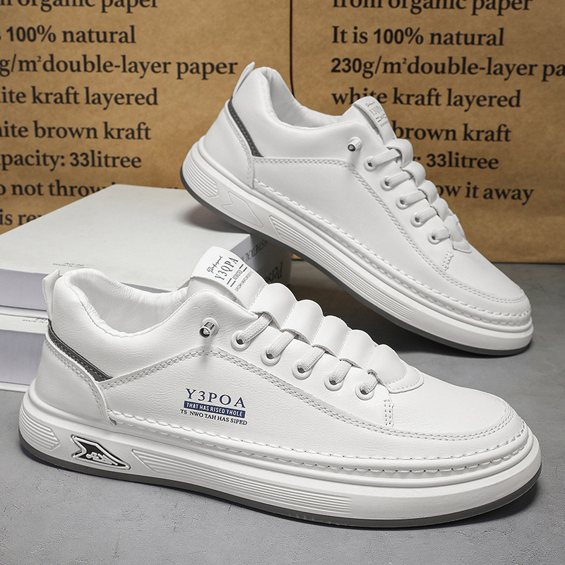 남성용 인조 가죽 캐주얼 스니커즈, 탄력 있는 노타이  - Casual Sneakers Men 리뷰 및 가격