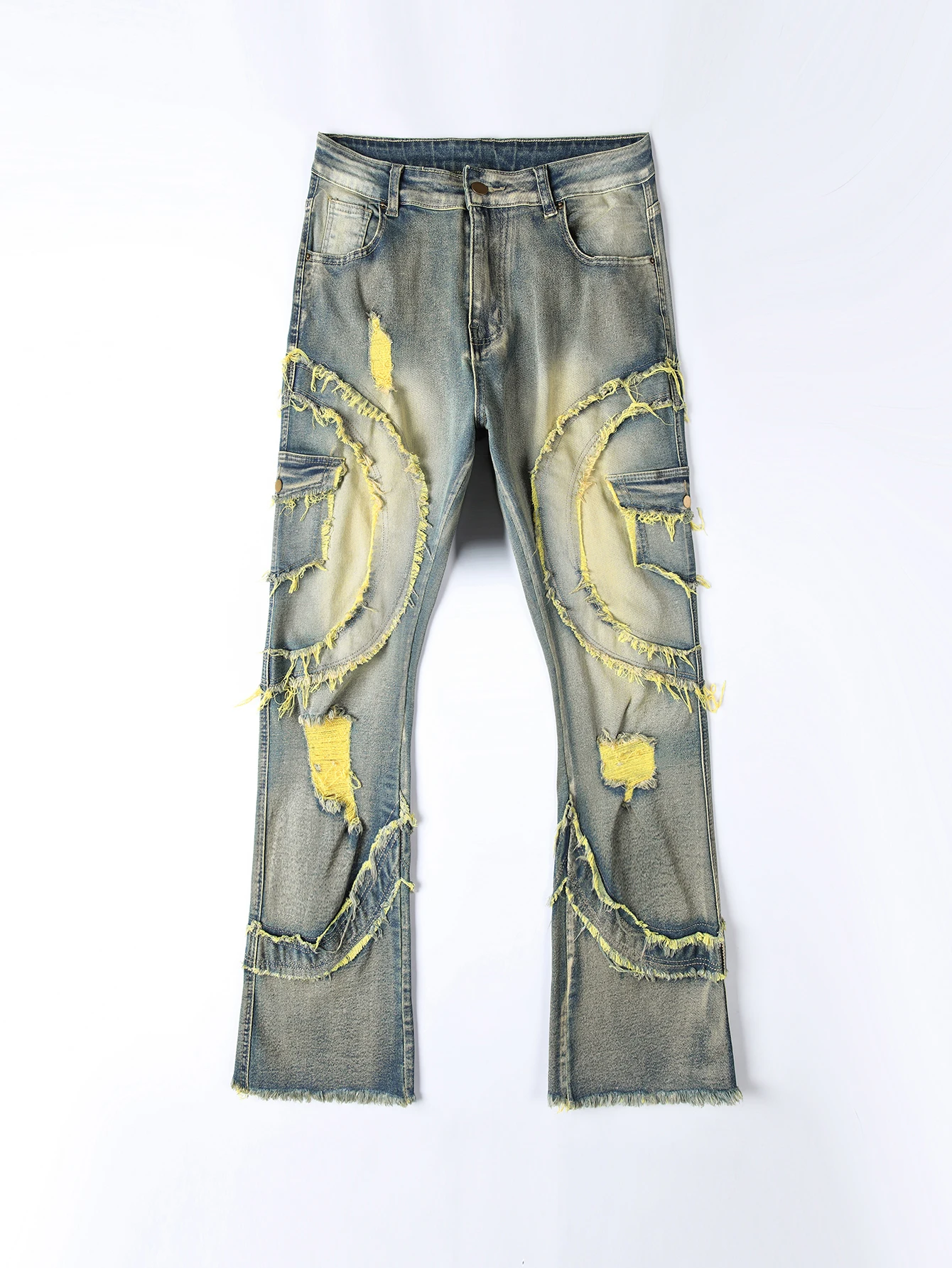 2025 신사복 찢어진 쌓인 청바지 악세사리 슬림 피트 - Men'S Fashion Jeans 2025 리뷰 및 가격