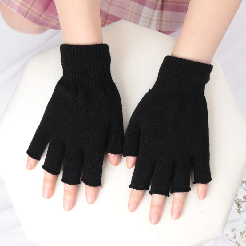 유니섹스 블랙 반손가락 장갑 울 니트 코튼 겨울용 따뜻 - Men'S Fashion Gloves 리뷰 및 가격