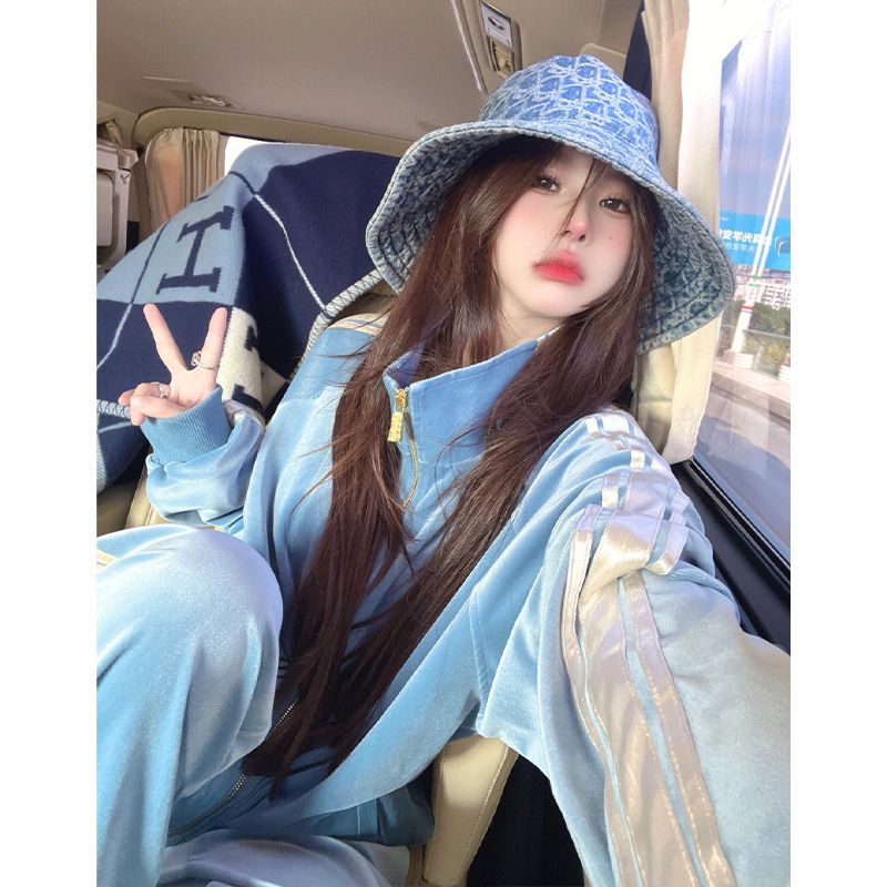 고급 연청 골드 벨벳 긴팔 재킷, 스트라이프 와이드 레 - Men'S Fashion Light Jacket 리뷰 및 가격