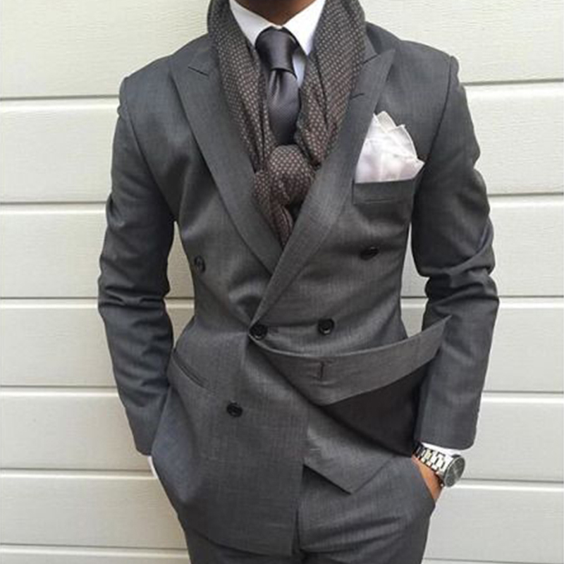 다크 그레이 더블 브레스티드 슬림핏 남성 정장 2피스  - Mens Fashion Dark Grey Pants 리뷰 및 가격
