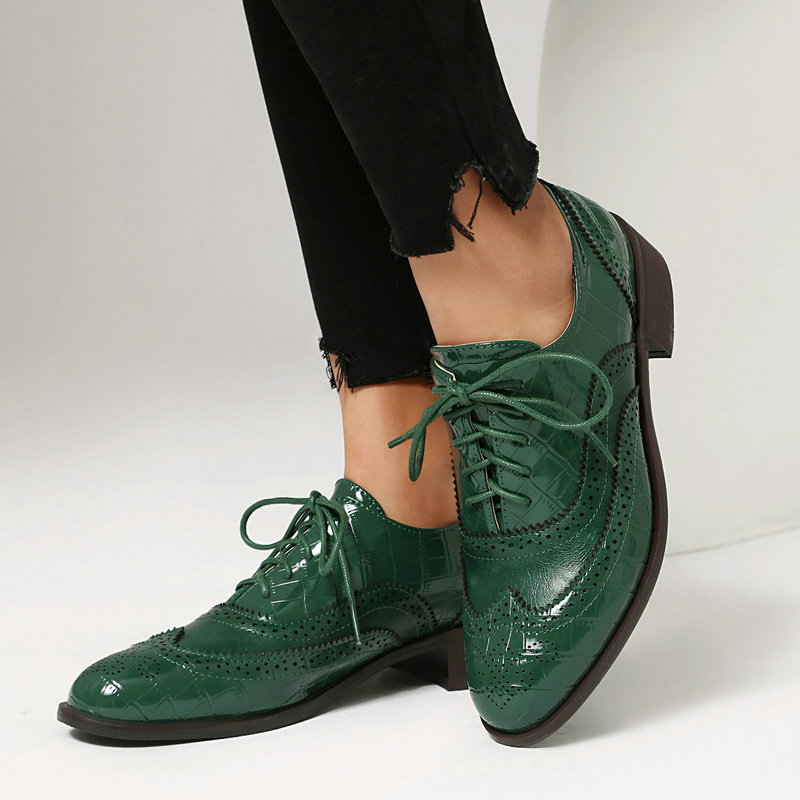 여성 스톤 프린트 브로그 옥스포드 슈즈 에나멜 가죽 윙 - Oxford Shoes Brogue 리뷰 및 가격