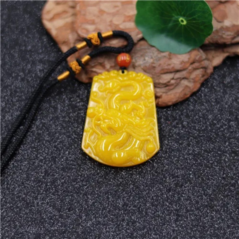도매 중국어 노란색 옥 용 옥 펜던트 비즈 목걸이 매력 - Yellow Men'S Fashion 리뷰 및 가격
