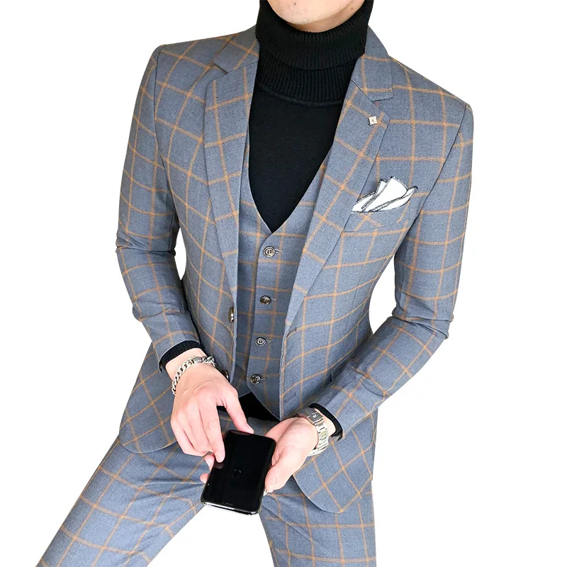블레이저 및 조끼 및 바지 및 부티크 패션 남성용 격자 - Men'S Dress Pants Fashion 리뷰 및 가격