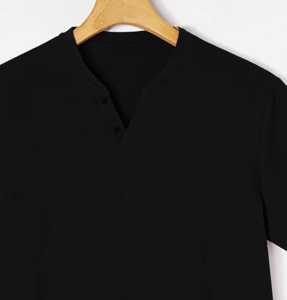 남성용 우아한 블랙 헨리 반팔 티셔츠 – 고급스러운 면 - Men'S Fashion Undershirt 리뷰 및 가격