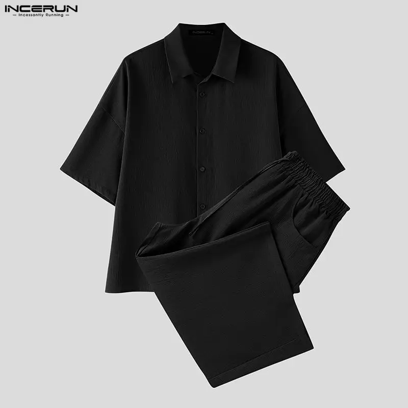 INCERUN 남성 세트 솔리드 라펠 반팔 셔츠 바지  - Men'S Fashion For 2026 리뷰 및 가격