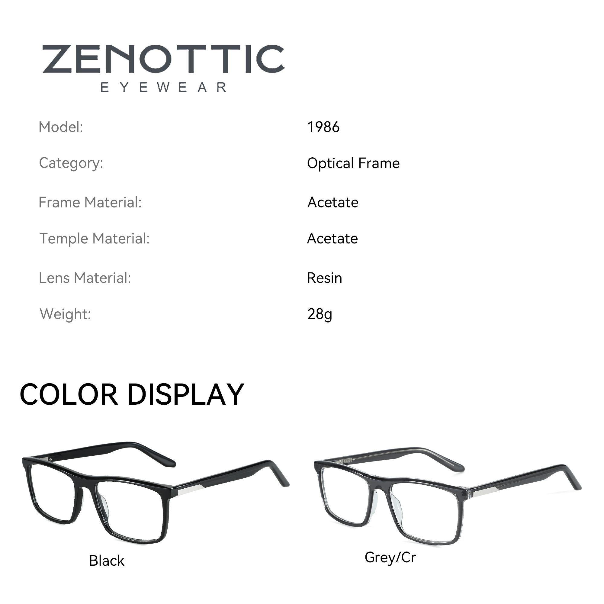 ZENOTTIC Trend 아세테이트 광학 안경 대형  - Men'S Fashion Non Prescription Glasses 리뷰 및 가격
