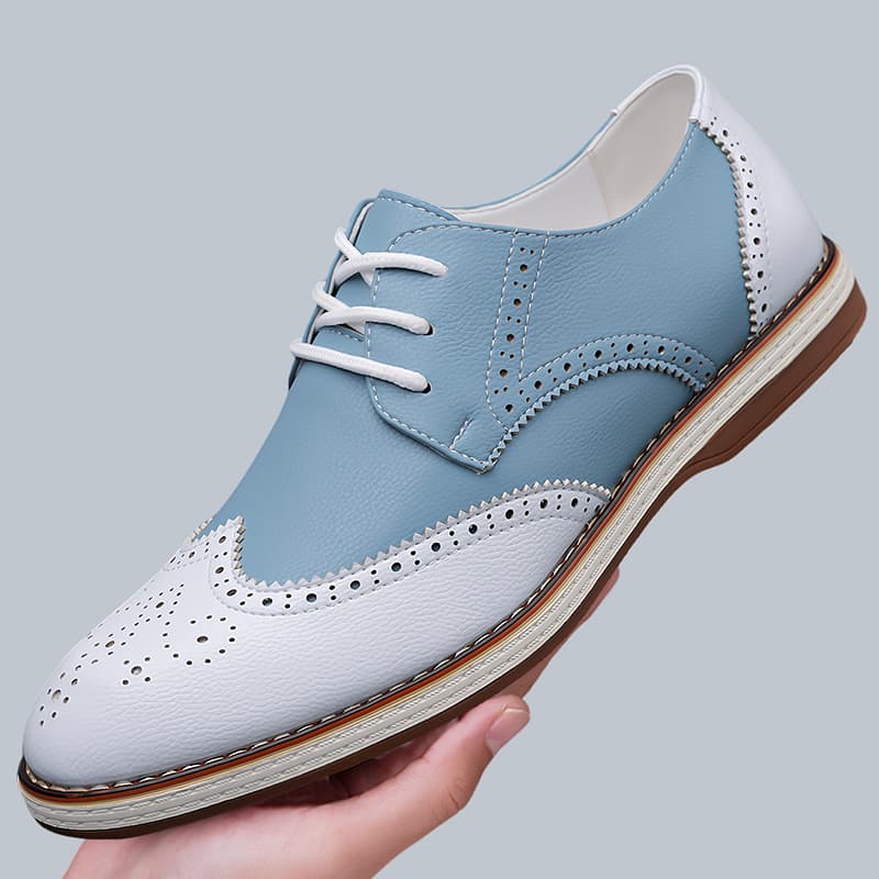 남성용 화이트 블루 투톤 브로그 옥스포드 슈즈 레이스업 - Oxford Shoes Brogue 리뷰 및 가격