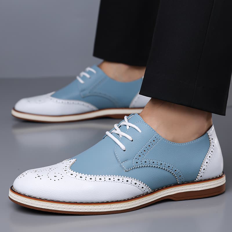남성용 화이트 블루 투톤 브로그 옥스포드 슈즈 레이스업 - Oxford Shoes Brogue 리뷰 및 가격