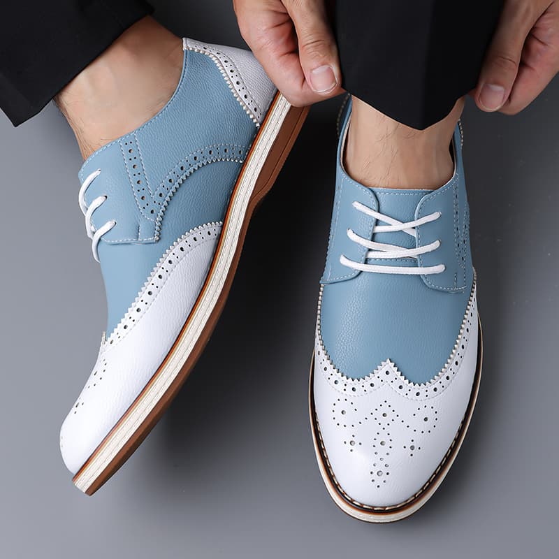 남성용 화이트 블루 투톤 브로그 옥스포드 슈즈 레이스업 - Oxford Shoes Brogue 리뷰 및 가격