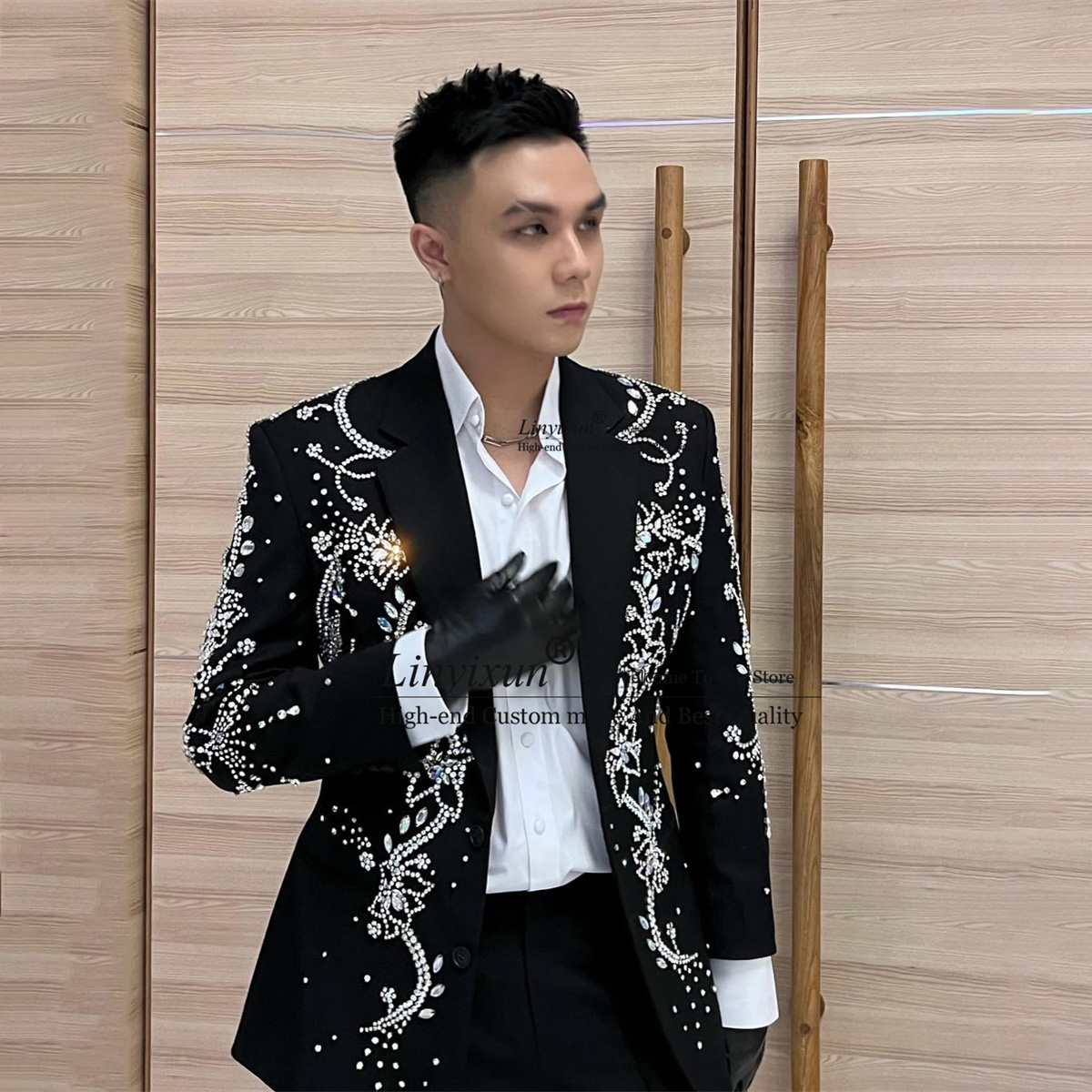 금속 다이아몬드 장식 남성용 세트 투피스 세트, 신랑  - Mens Fashion Trajes 리뷰 및 가격