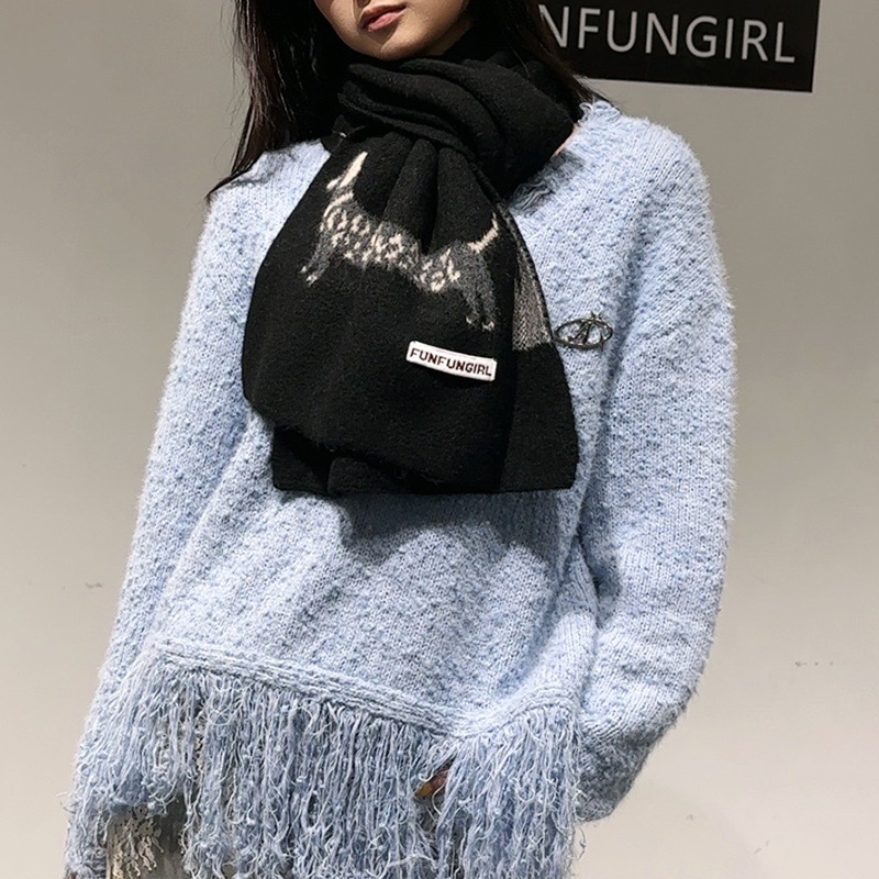 한국 버전 울 혼방 강아지 자카드 스카프 여성 남성 따 - Men'S Fashion Korea 리뷰 및 가격