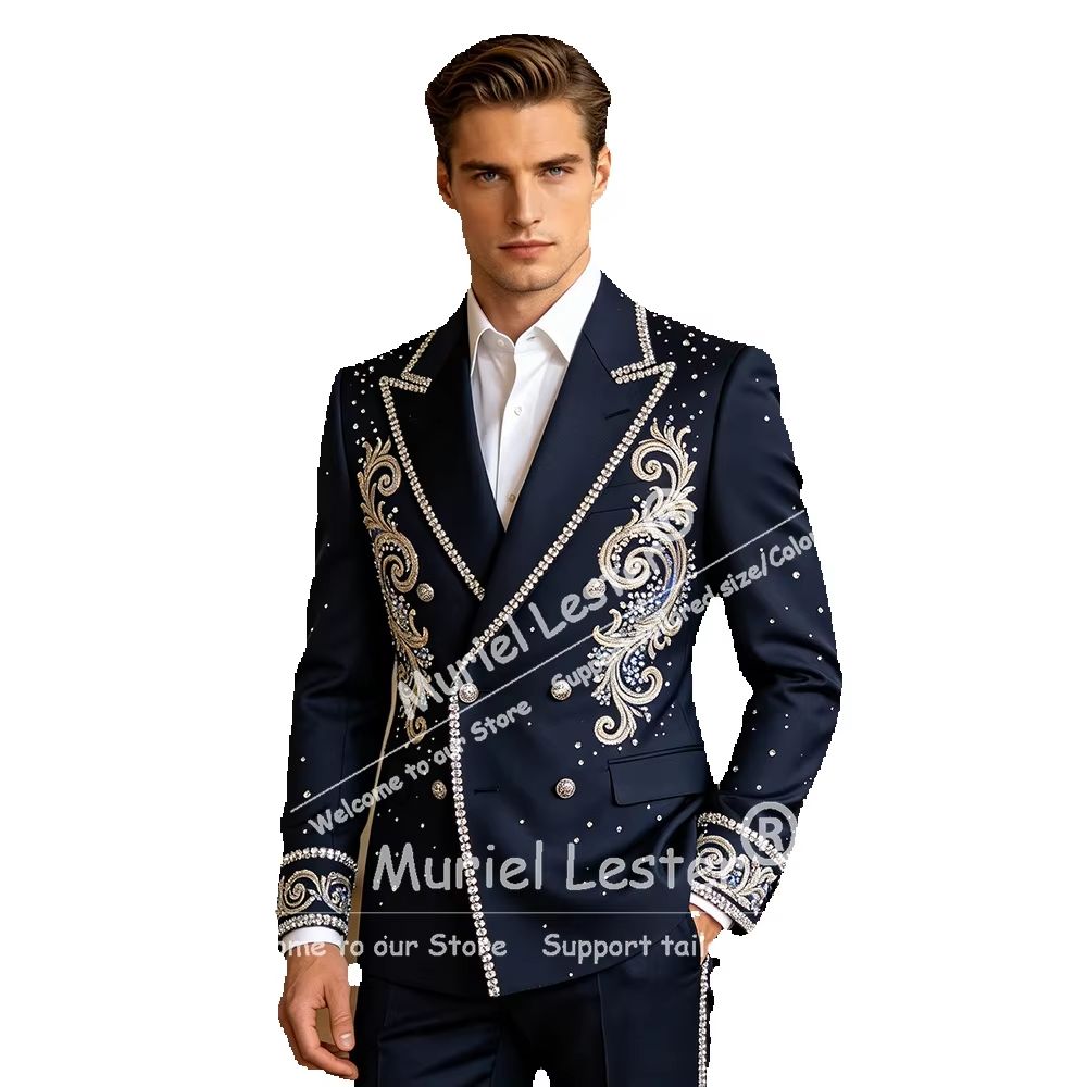 남성 패션 턱시도 남성 정장 비즈 장식 맞춤 슬림핏 남 - Mens Fashion Trajes 리뷰 및 가격
