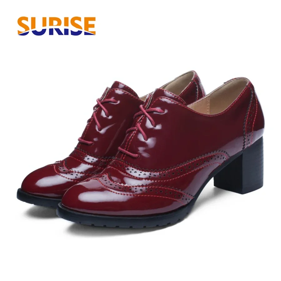 영국 여성 옥스포드 블루 레드 블랙 특허 가죽 하이블록 - Oxford Shoes Brogue 리뷰 및 가격