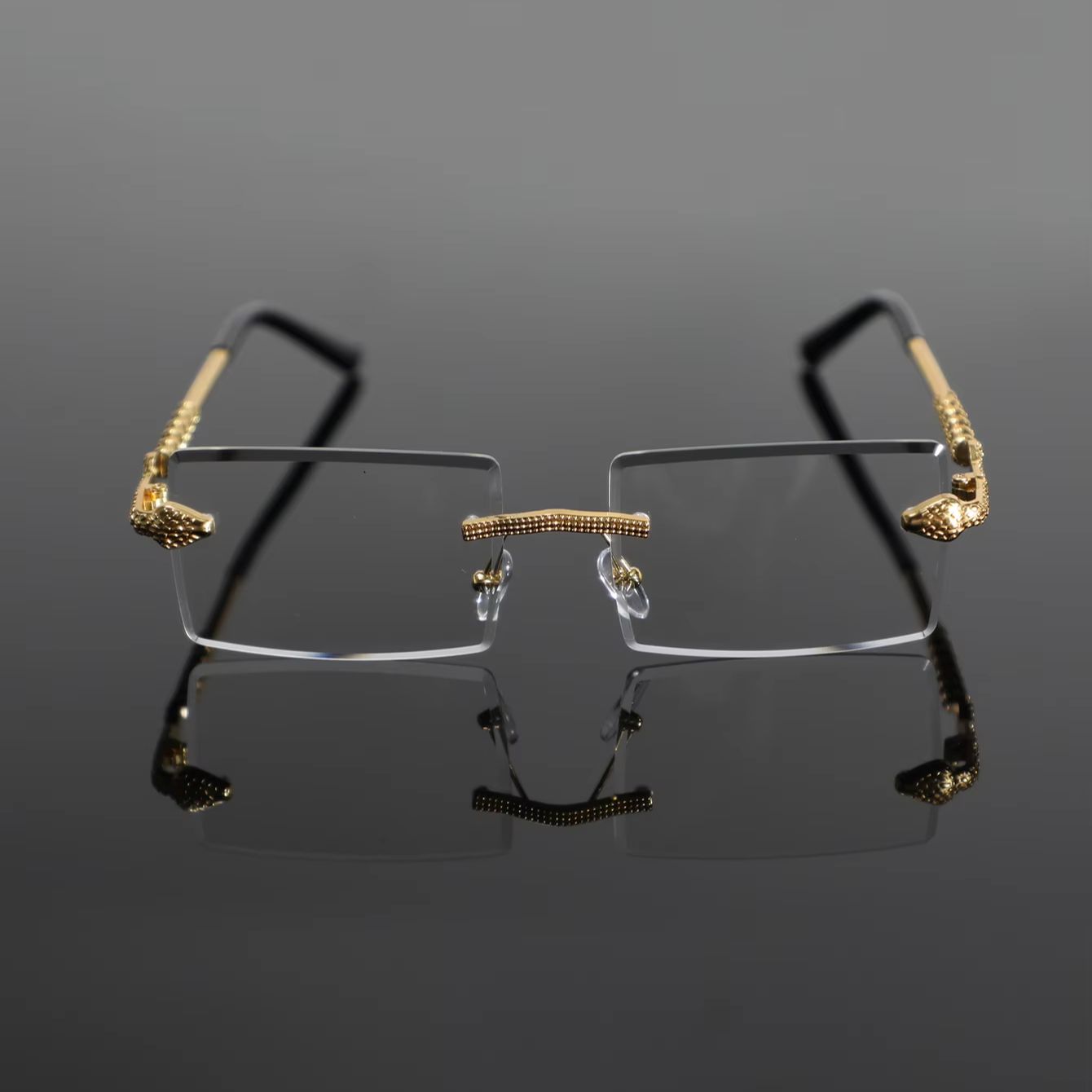남성용 금속 직사각형 무테 안경 1개, 뱀 모양의 템플 - Men'S Fashion Non Prescription Glasses 리뷰 및 가격