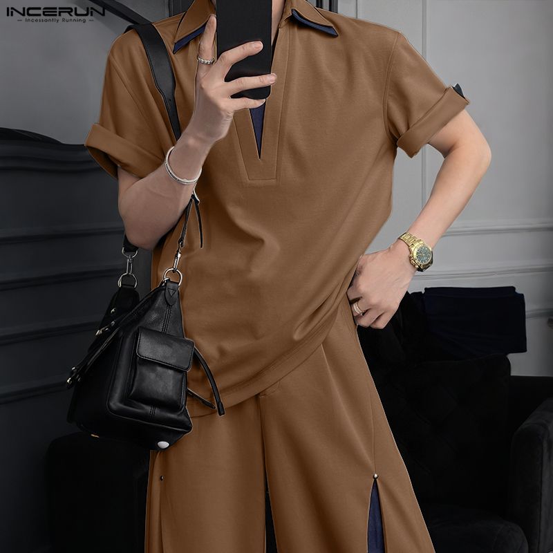 남성 세트 패치워크 라펠 반팔 셔츠 & 바지 투피스 세 - Men'S Fashion For 2026 리뷰 및 가격