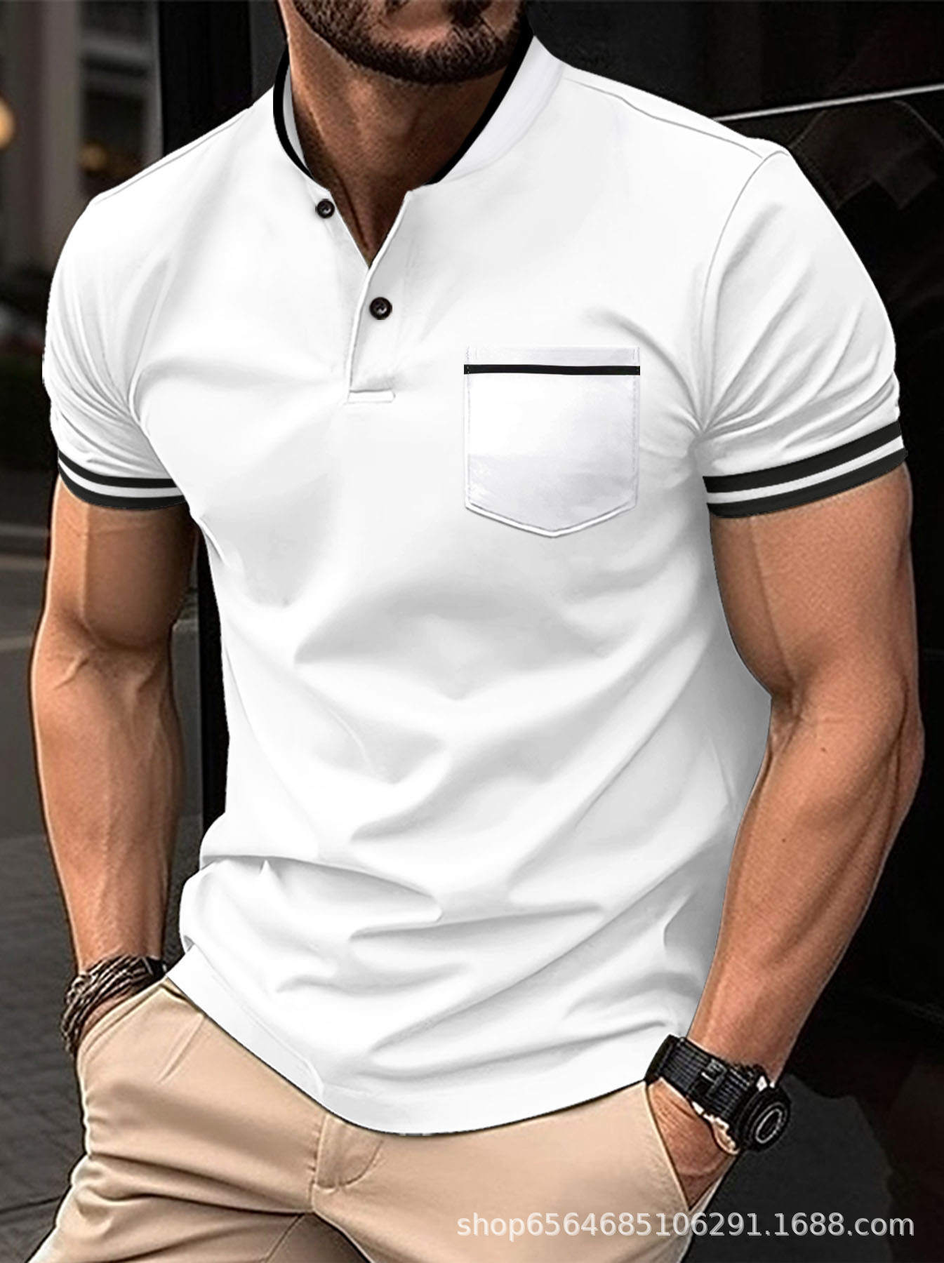 남성용 반팔 스탠딩 칼라 포켓 스포츠 폴로 셔츠, 스팟 - Amazon Men'S Fashion 리뷰 및 가격