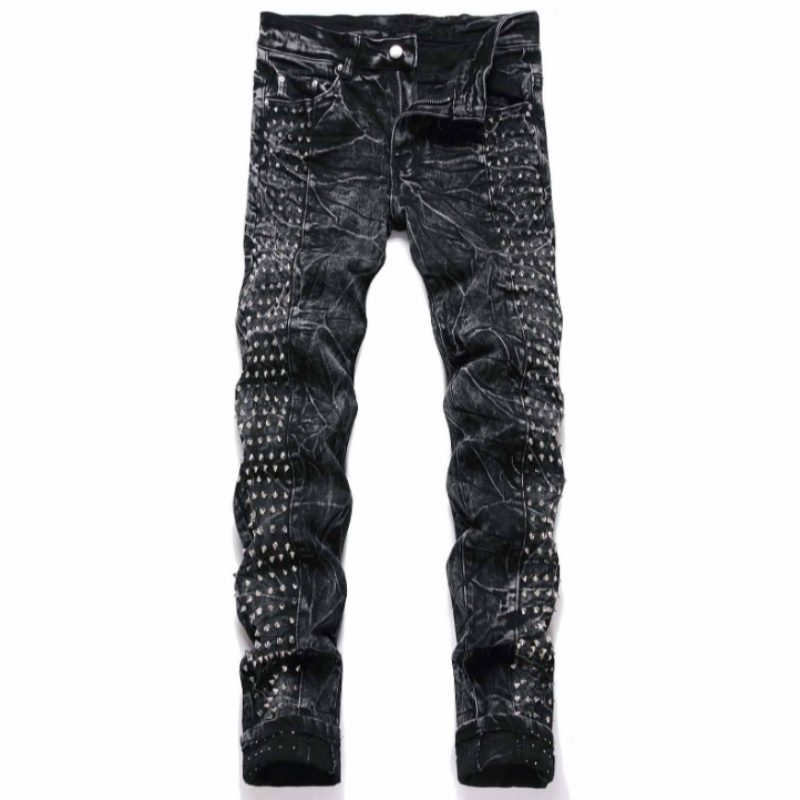 2025 뉴 레트로 펑크 하이 스트릿 트렌디 리벳 디자 - Men'S Fashion Jeans 2025 리뷰 및 가격